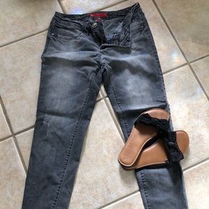 ELLE Grey Distressed Skinny Jeans